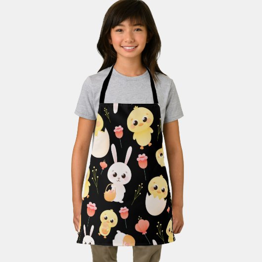Cute Easter Chicks & Bunnies Seamless Pattern  Schürze (Insitu)