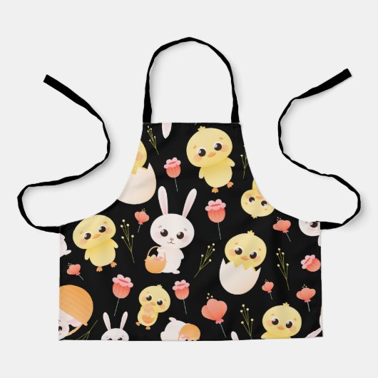Cute Easter Chicks & Bunnies Seamless Pattern  Schürze (Vorderseite)