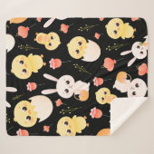 Cute Easter Chicks & Bunnies Seamless Pattern  Sherpadecke (Vorderseite (Horizontal))