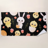 Cute Easter Chicks & Bunnies Seamless Pattern  Strandtuch (Vorderseite)