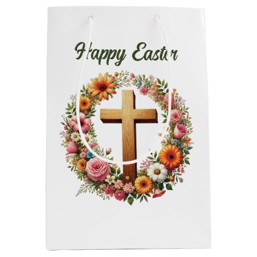 Cute Easter Cross customizable Mittlere Geschenktüte (Vorderseite)
