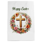 Cute Easter Cross customizable Mittlere Geschenktüte (Rückseite)