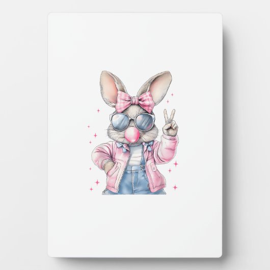 Cute Easter Day Bunny Blowing Bubble Rabbit Women Fotoplatte (Vorderseite)