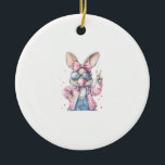 Cute Easter Day Bunny Blowing Bubble Rabbit Women  Keramik Ornament<br><div class="desc">Cute Easter Day Bunny Blowing Bubble Rabbit Women Girls Kids T-Shirt</div>