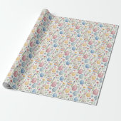 Cute Easter Egg and Spring Bunny Illustration Geschenkpapier (Ungerollt)