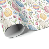 Cute Easter Egg and Spring Bunny Illustration Geschenkpapier (Rolleneckpunkt)