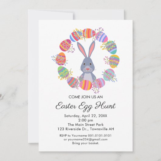 cute Easter Egg Hunt Invitation Birthday Party Einladung (Vorderseite)