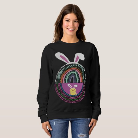 Cute Easter Egg Rainbow Rabbit Bunny Ears Sweatshirt (Vorne ganz)