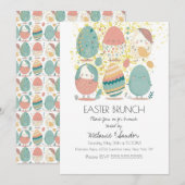 Cute Easter Eggs Dinner Brunch  Einladung (Vorne/Hinten)