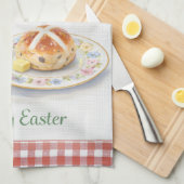 Cute Easter Gift Bunny Tea Towel | Hot Cross Bun Geschirrtuch (Viertel Falte)