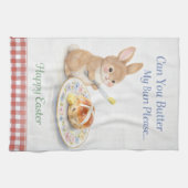 Cute Easter Gift Bunny Tea Towel | Hot Cross Bun Geschirrtuch (Horizontal)