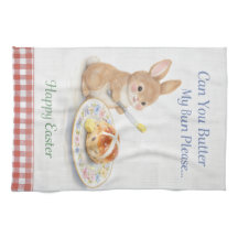 Cute Easter Gift Bunny Tea Towel | Hot Cross Bun