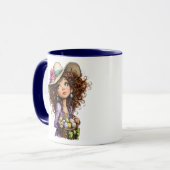 Cute Easter Girl with Eggs Spring Art Tasse (Vorderseite Links)