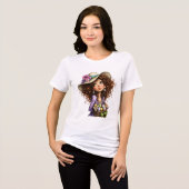 Cute Easter Girl with Eggs Spring Art Tri-Blend Shirt (Vorderseite voll)