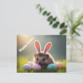 Cute Easter Hedgehog with Colored Eggs Postkarte (Stehend Vorderseite)