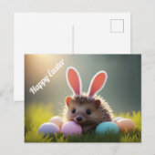 Cute Easter Hedgehog with Colored Eggs Postkarte (Vorne/Hinten)