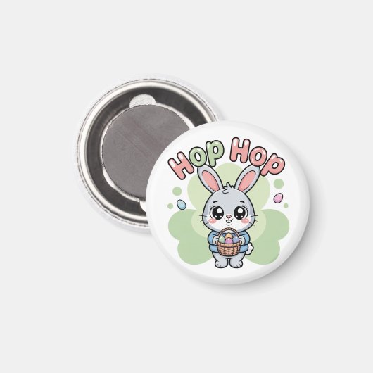 Cute Easter Hop Bunny Basket Artwork Magnet (Vorderseite/Rückseite)