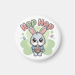 Cute Easter Hop Bunny Basket Artwork Magnet