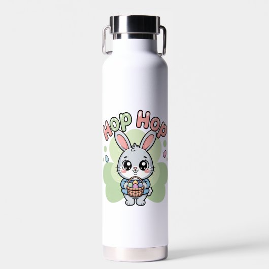 Cute Easter Hop Hop Bunny Basket Artwork Trinkflasche (Vorne)