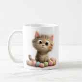 Cute Easter Kitten Mug with Pastel Eggs Kaffeetasse (Links)