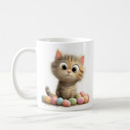 Cute Easter Kitten Mug with Pastel Eggs Kaffeetasse