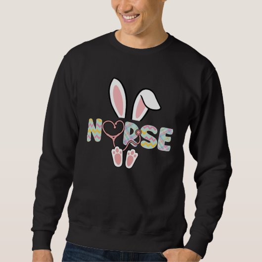 Cute Easter Nurse Bunny Ears Happy Easter Day Eggs Sweatshirt (Vorderseite)