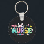 Cute Easter Nurse Medical Humor Schlüsselanhänger<br><div class="desc">Colorful lettering with a nurse hat,  stethoscope,  flowers and playful medical symbols. A cheerful graphic celebrating caring nurses and healthcare professionals during the Easter season with a bright and friendly hospital atmosphere.</div>