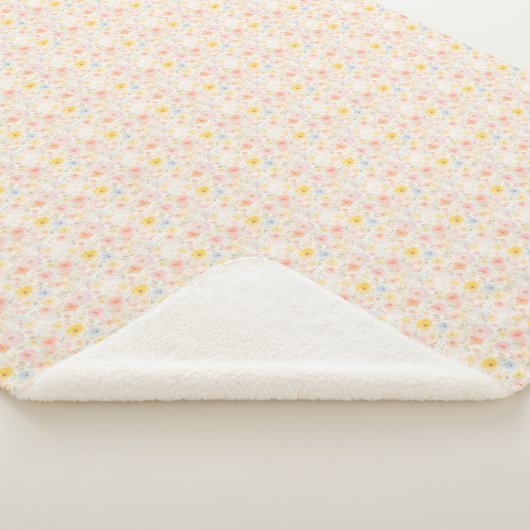 Cute Easter Pastel Florel Sherpa Blanket Sherpadecke (3/4)