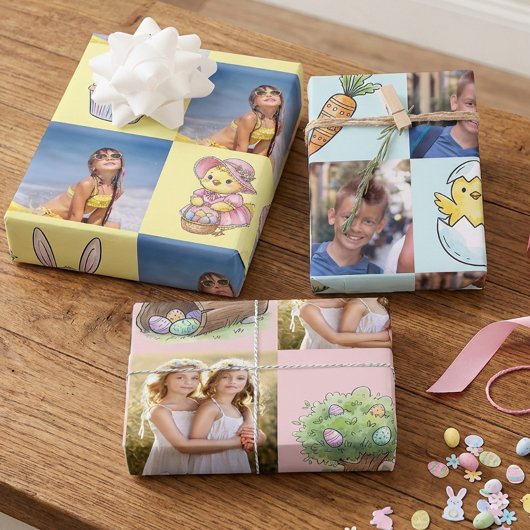 Cute Easter Pictures and Square Photos Set of 3 Geschenkpapier Set