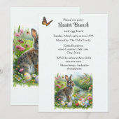 Cute Easter Rabbit and Egg Hunt Holiday  Einladung (Vorne/Hinten)