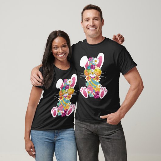 Cute Easter Rabbit Dye Eggs Daises & Sunglasses 1 T-Shirt (Unisex)