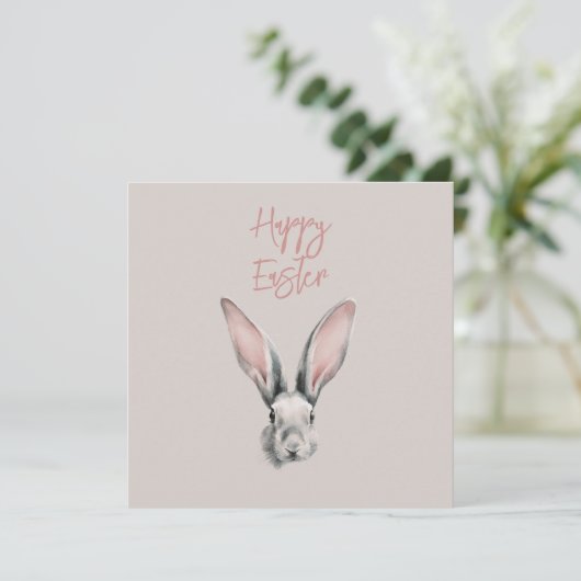 Cute Easter Rabbit in Minimalistic Style Flat Card (Stehend Vorderseite)