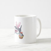 Cute Easter Shark Bunny Ears Basket Eggs Happy Eas Kaffeetasse (VorderseiteRechts)