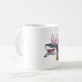 Cute Easter Shark Bunny Ears Basket Eggs Happy Eas Kaffeetasse (Vorderseite Links)