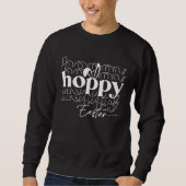 Cute Easter Simple Typo Hoppy Easter Bunny Ear Sweatshirt (Vorderseite)