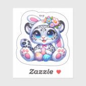 Cute Easter Snow Leopard Big Cat Stickers Aufkleber (Blatt)