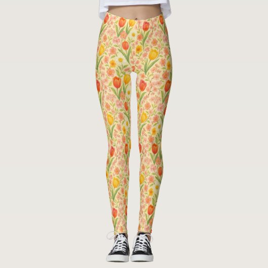 Cute Easter/spring patterned flowers Leggings (Vorderseite)