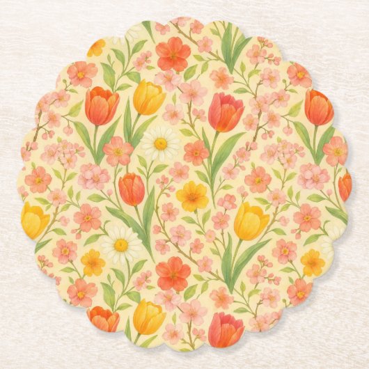 Cute Easter/spring patterned flowers Untersetzer (Vorderseite)