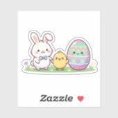 Cute Easter Squad Bunny Chick & Egg Sticker (Blatt)