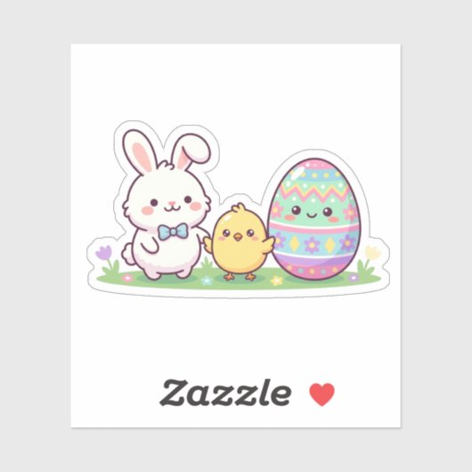 Cute Easter Squad Bunny Chick & Egg Sticker (Blatt)