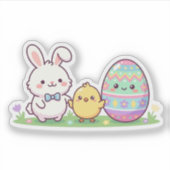 Cute Easter Squad Bunny Chick & Egg Sticker (Vorderseite)