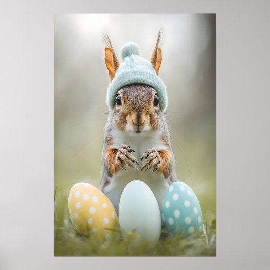 Cute Easter Squirrel Printable Wall Art, Spring Poster (Vorne)
