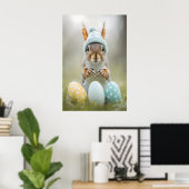 Cute Easter Squirrel Printable Wall Art, Spring Poster (Heimbüro)