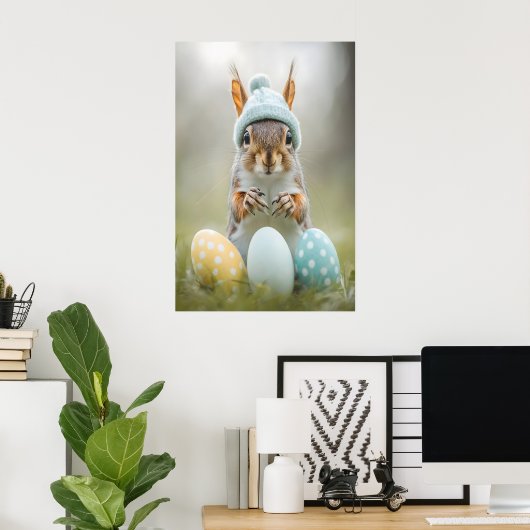 Cute Easter Squirrel Printable Wall Art, Spring Poster (Heimbüro)