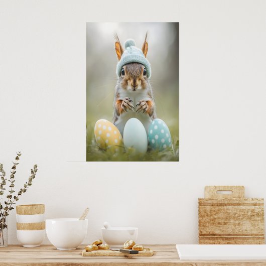 Cute Easter Squirrel Printable Wall Art, Spring Poster (Küche)