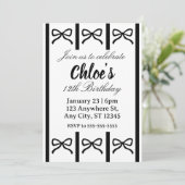 Cute editable bow birthday invite einladung (Stehend Vorderseite)