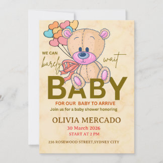 Cute Editable Neutral Baby Shower Invitation Einladung