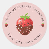 Cute Editable Strawberry Valentine Sticker  (Vorderseite)