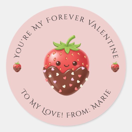 Cute Editable Strawberry Valentine Sticker (Vorderseite)