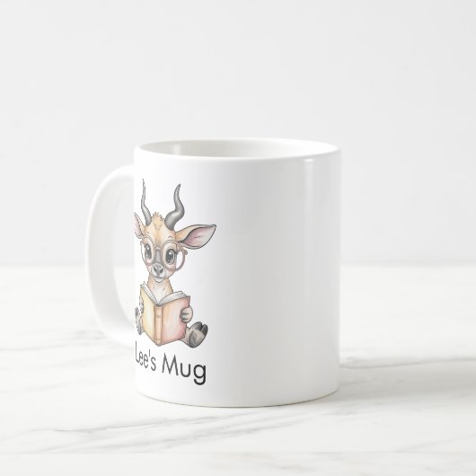 Cute Eland Reading Book Custom Kaffeetasse (Vorderseite Links)